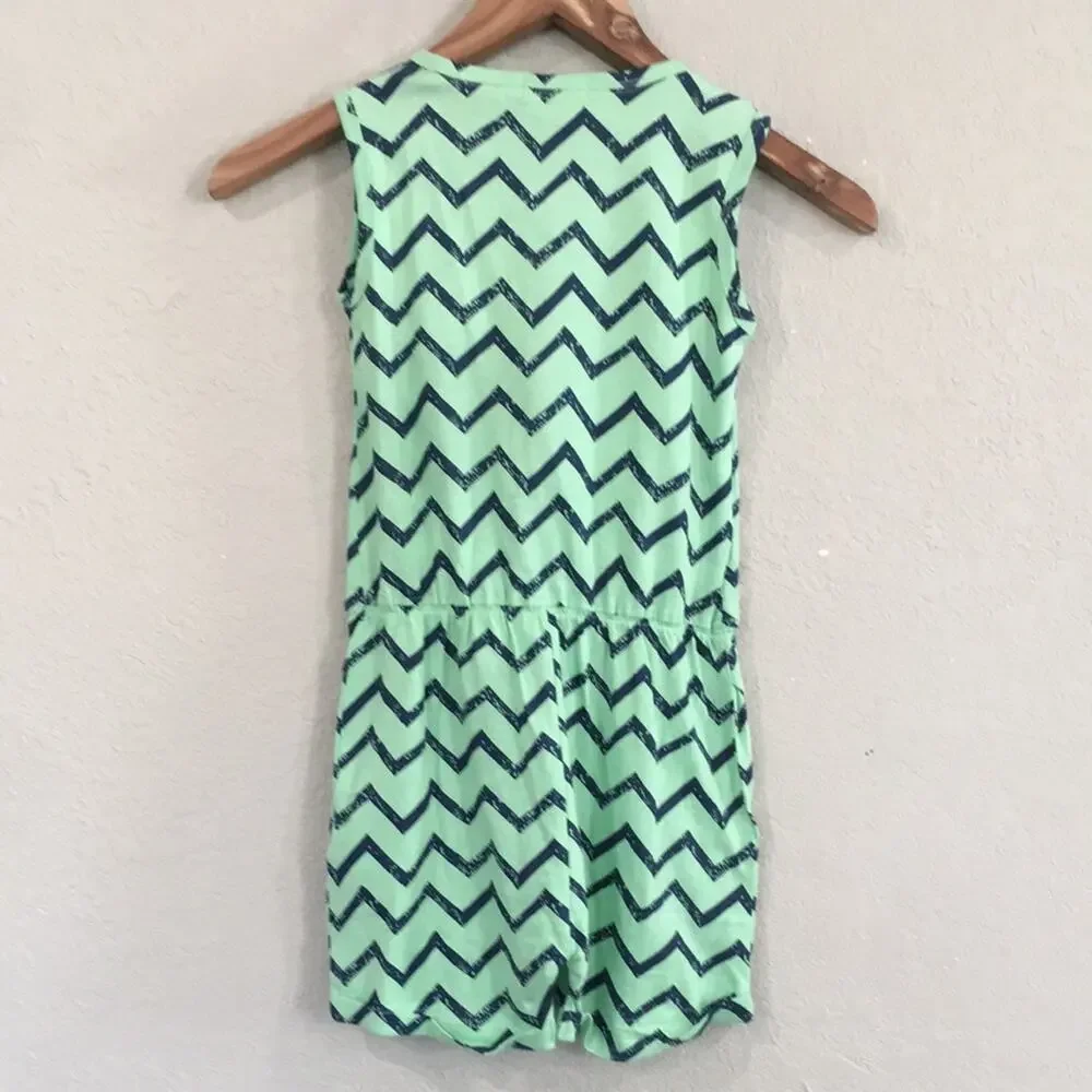 NEW Indikidual Girl Sz 4/5 ORGANIC Aston Zig Zag Jersey Romper 100% Cotton Retro - Picture 2 of 9
